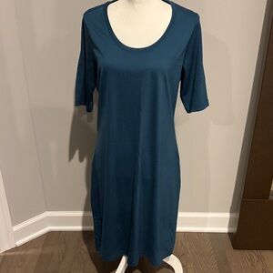 Wool& Chloe ocean Teal Midi Dress L